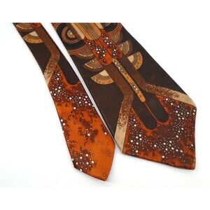 Vintage VTG Neck Tie Wembley Brown for Black Suits 54" Long